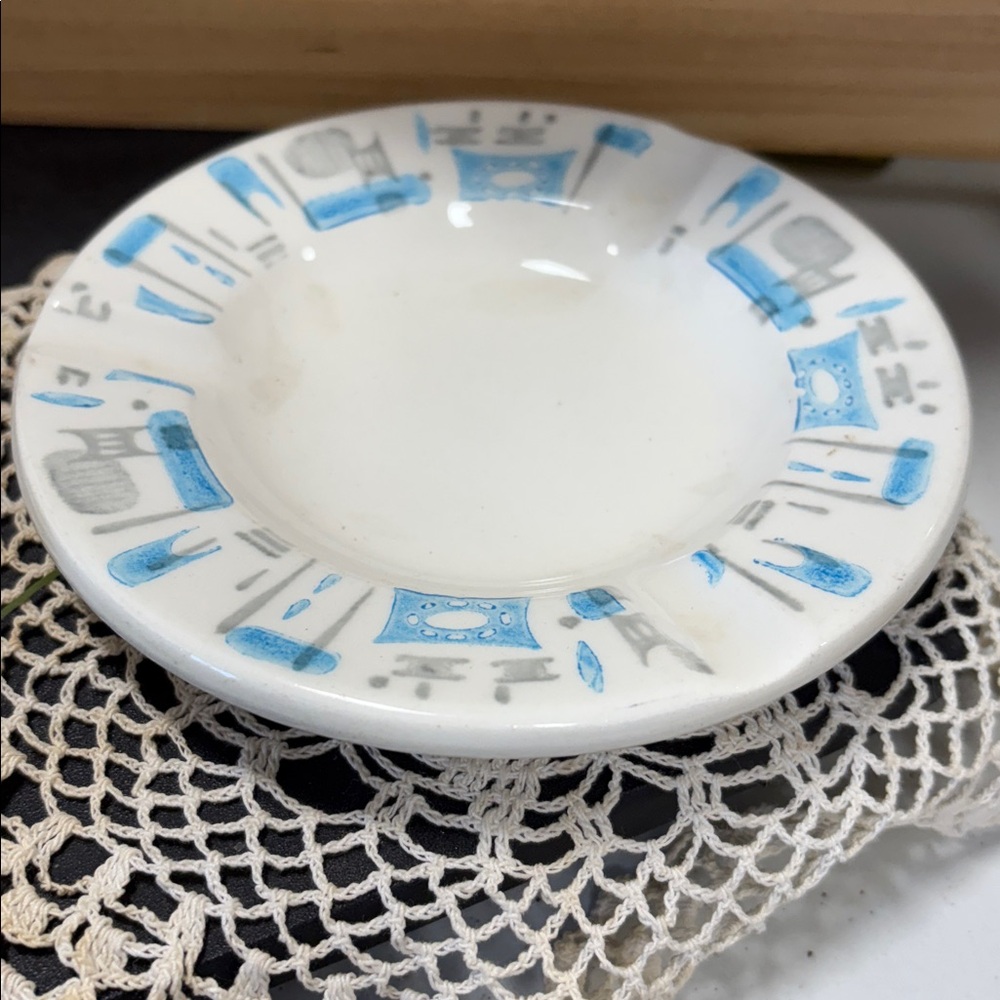Vintage Royal China Ashtray: Blue Heaven Atomic Design Trinket Tray